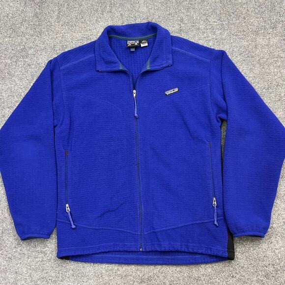 VTG Patagonia Regulator R3 Radiant Polartec Blue Fleece Zip-Up Jacket Mens Large - Picture 1 of 11